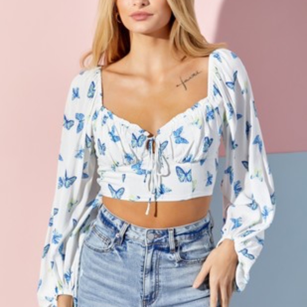 BUTTERFLY PRINT BLOUSE